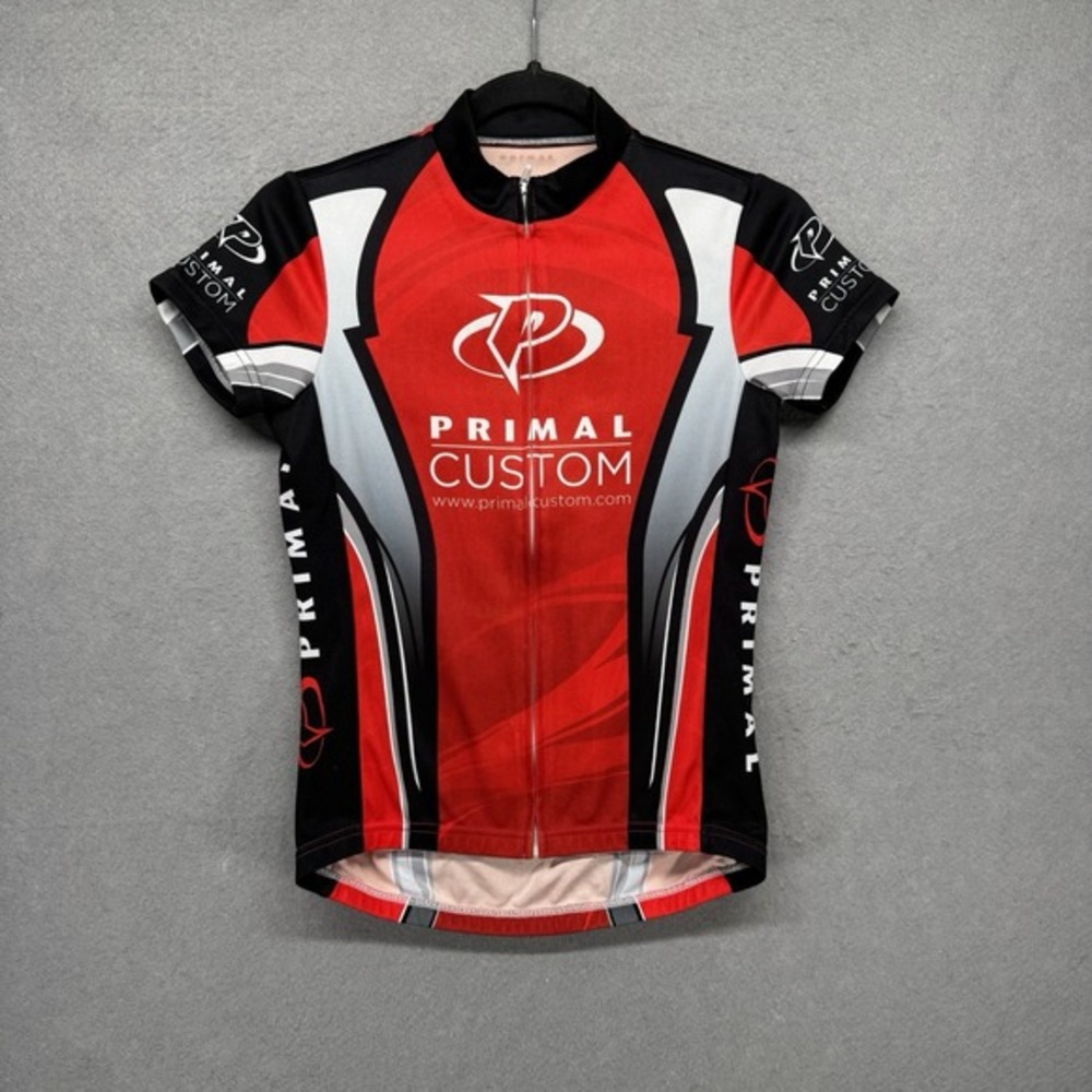 Primal Cycling Jersey Womens Size Small Red‎ Black Custom Full Zip Short Sleeve